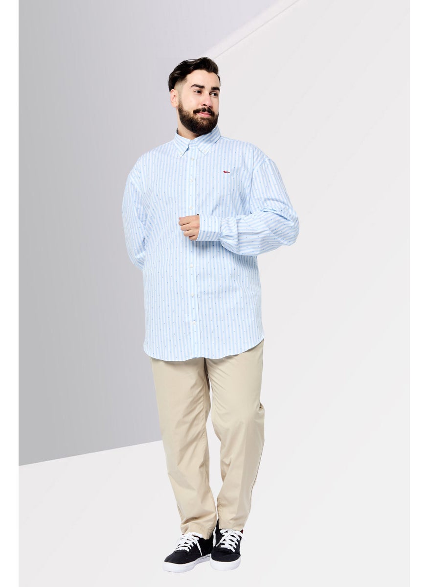 Harmont & Blaine - Men Regular Fit Stripe Long Sleeves Casual Shirt, Light Blue - Image 1