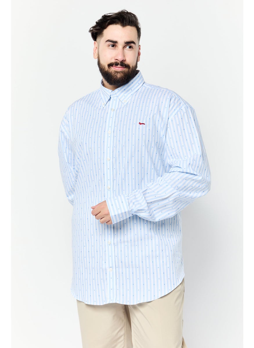 Harmont & Blaine - Men Regular Fit Stripe Long Sleeves Casual Shirt, Light Blue - Image 1