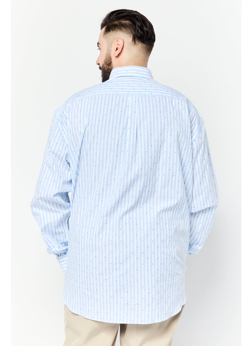 Harmont & Blaine - Men Regular Fit Stripe Long Sleeves Casual Shirt, Light Blue - Image 1