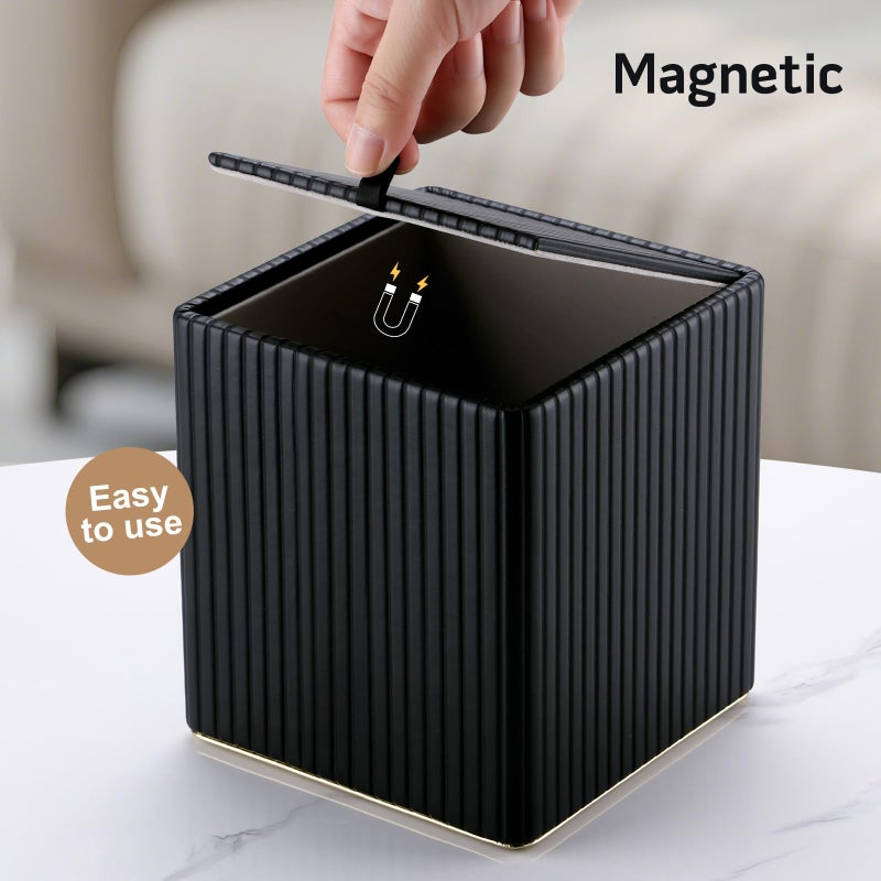 KINGFOM Tissue Box Cover, PU Leather Square Tissue Box Holder for Kleenexs with Magnetic Bottom Cover for Facial Tissues/Napkins, Office & Living Room Decor Box Black - Image 5