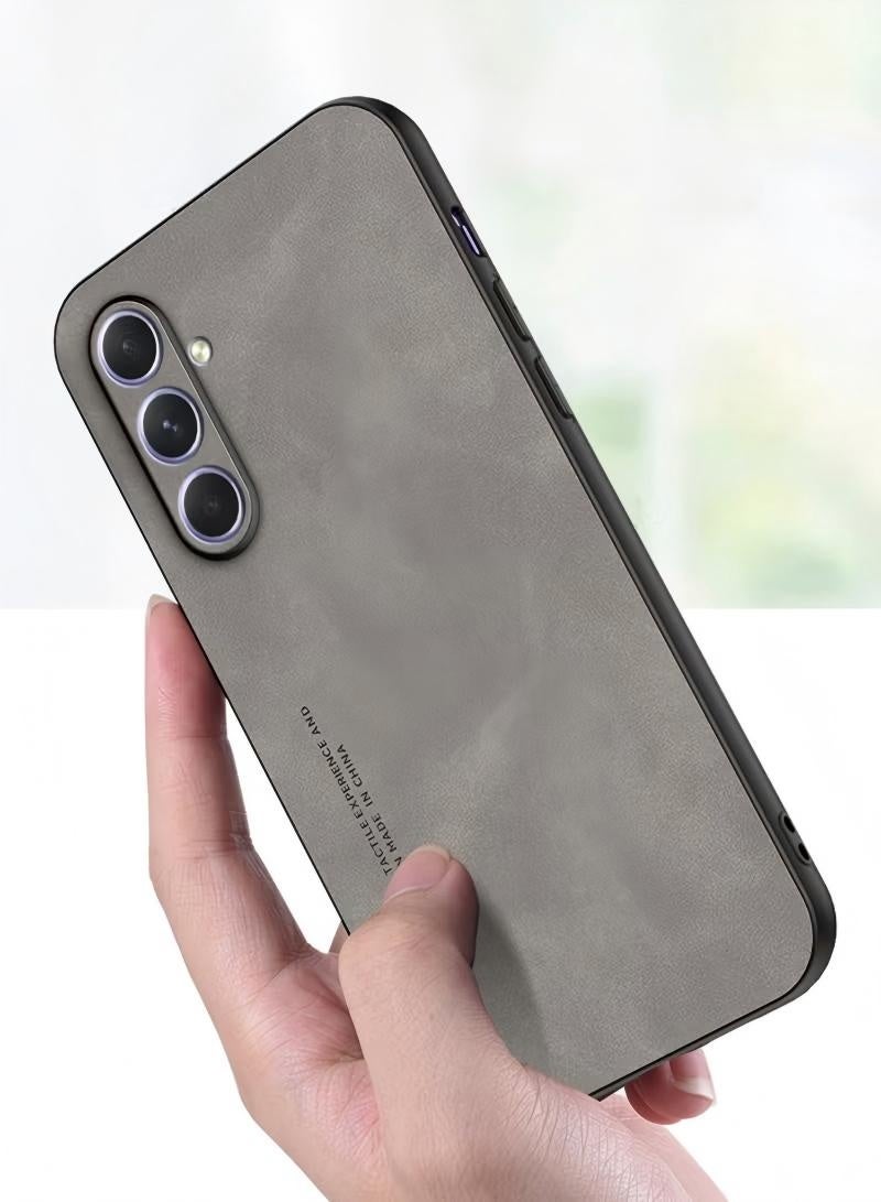 Samsung Galaxy A55 Case, Designed for Galaxy A55 5G Case,Luxury Business Retro Premium PU Leather Phone Case, Shockproof Bumper Full Body Protective Cover Phone Cases for Samsung Galaxy A55 5G (Grey) - Image 3