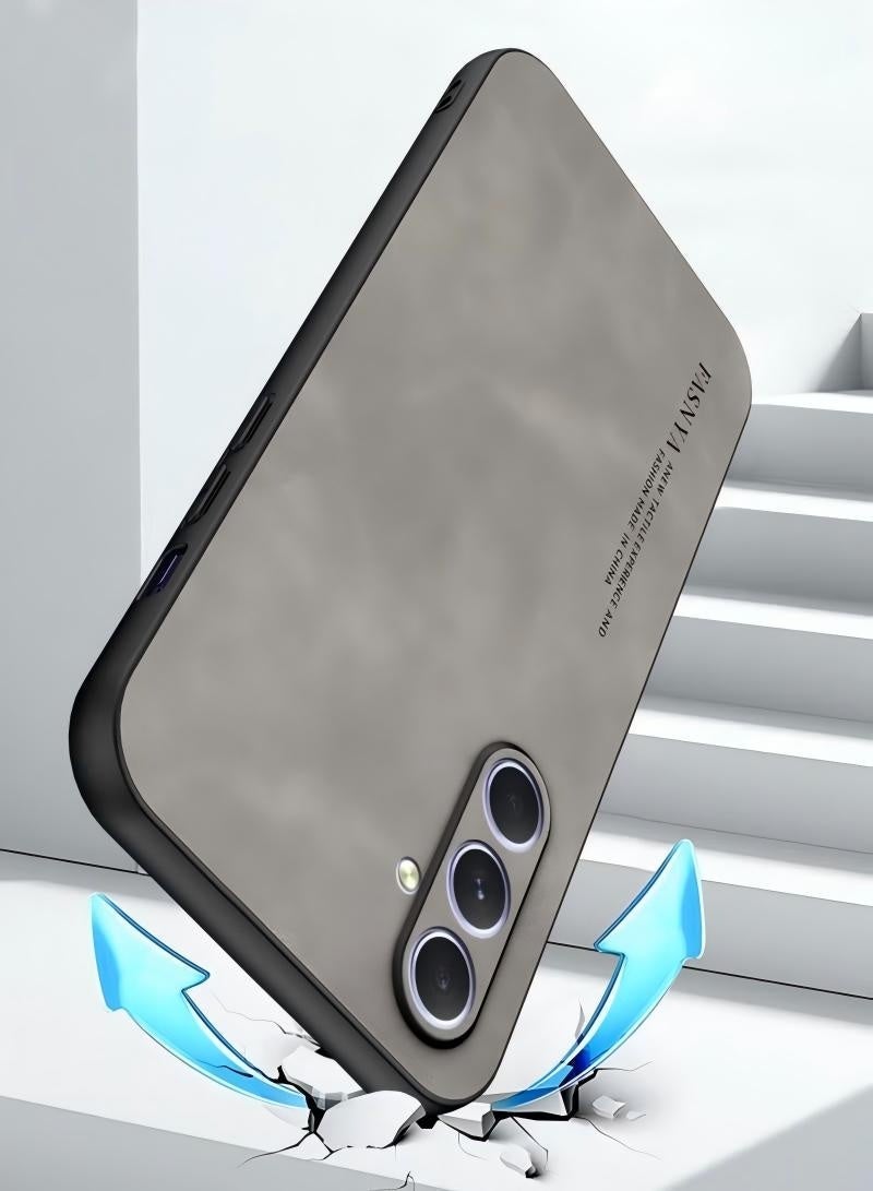 Samsung Galaxy A55 Case, Designed for Galaxy A55 5G Case,Luxury Business Retro Premium PU Leather Phone Case, Shockproof Bumper Full Body Protective Cover Phone Cases for Samsung Galaxy A55 5G (Grey) - Image 2