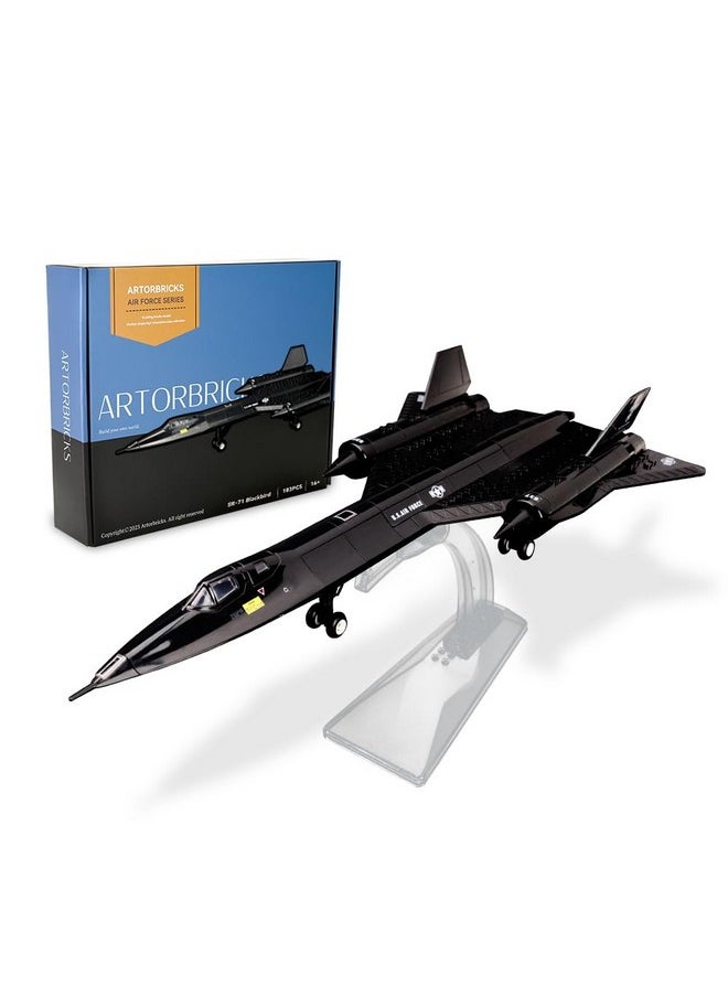 ARTORBRICKS ArtorBricks SR-71 Reconnaissance Blackbird Airplane Military Building Set with Display Stand - 183Piece Model Kit for Adults, Collectors & Hobbyists  - Image 1