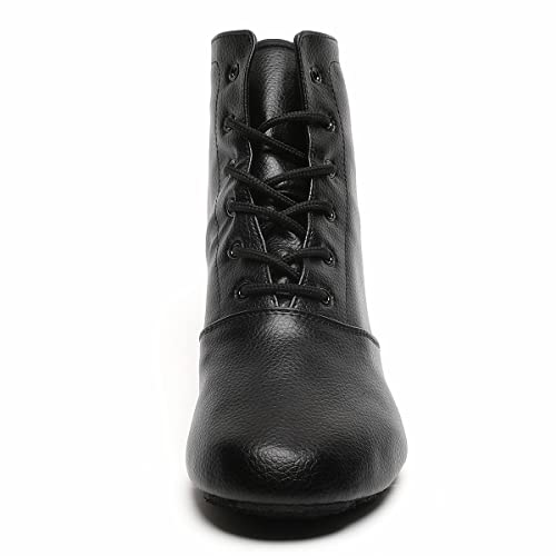 Bokimd Black Split Sole Jazz Boots Leather Dancing Shoes for Girls Boys (Toddler/Little Kid/Big Kid) (3.5 Big Kid - Image 2