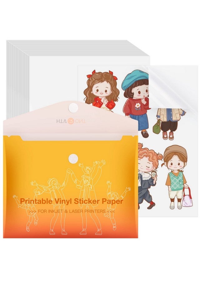 HTVRONT Printable Vinyl Sticker Paper 100 Sheets Glossy Waterproof Sticker Paper For Inkjet Printer Dries Quicklystandard Letter Size 8.5X11 - Image 1