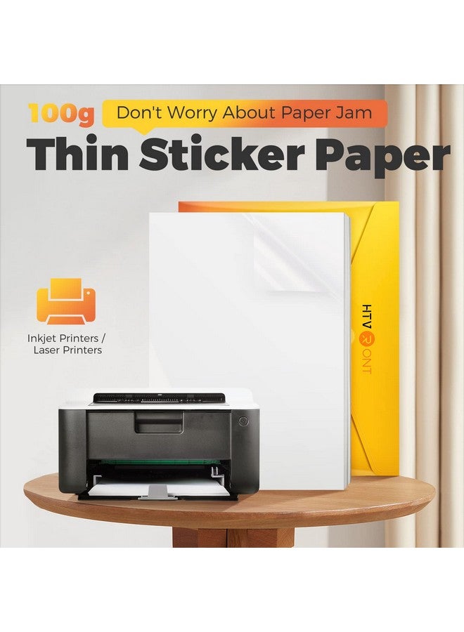 HTVRONT Printable Vinyl Sticker Paper 100 Sheets Glossy Waterproof Sticker Paper For Inkjet Printer Dries Quicklystandard Letter Size 8.5X11 - Image 3