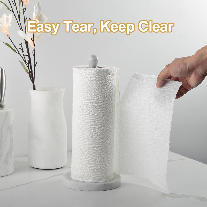 Koville Carrara Marble Paper Towel Holder Countertop, 6â€œ Genuine Stone Paper Towel Holder Stand for Kitchen Storage, for Standard or Jumbo-Sized Rolls - Image 4