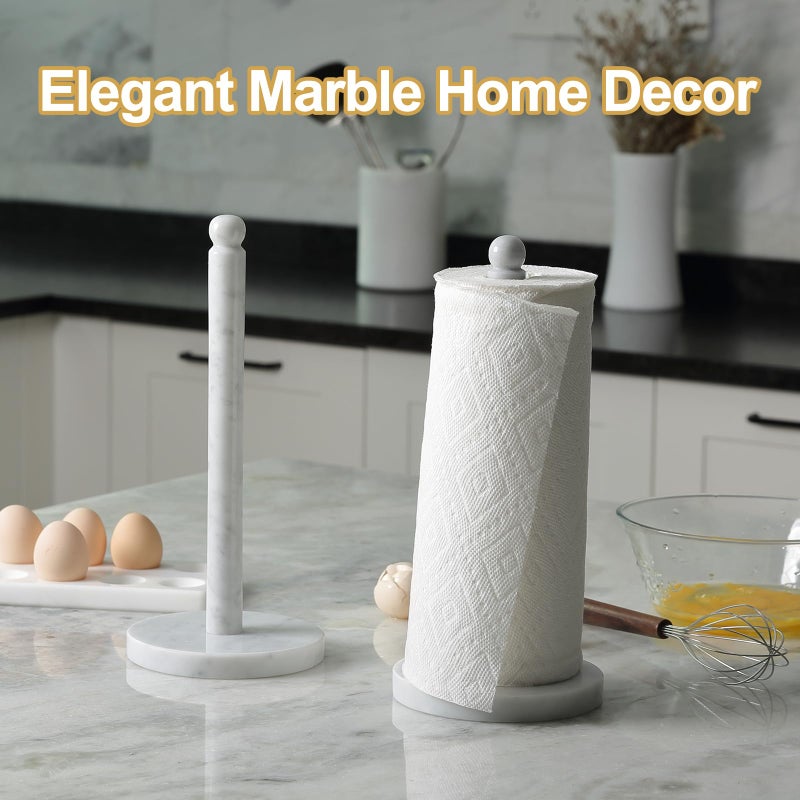 Koville Carrara Marble Paper Towel Holder Countertop, 6â€œ Genuine Stone Paper Towel Holder Stand for Kitchen Storage, for Standard or Jumbo-Sized Rolls - Image 5