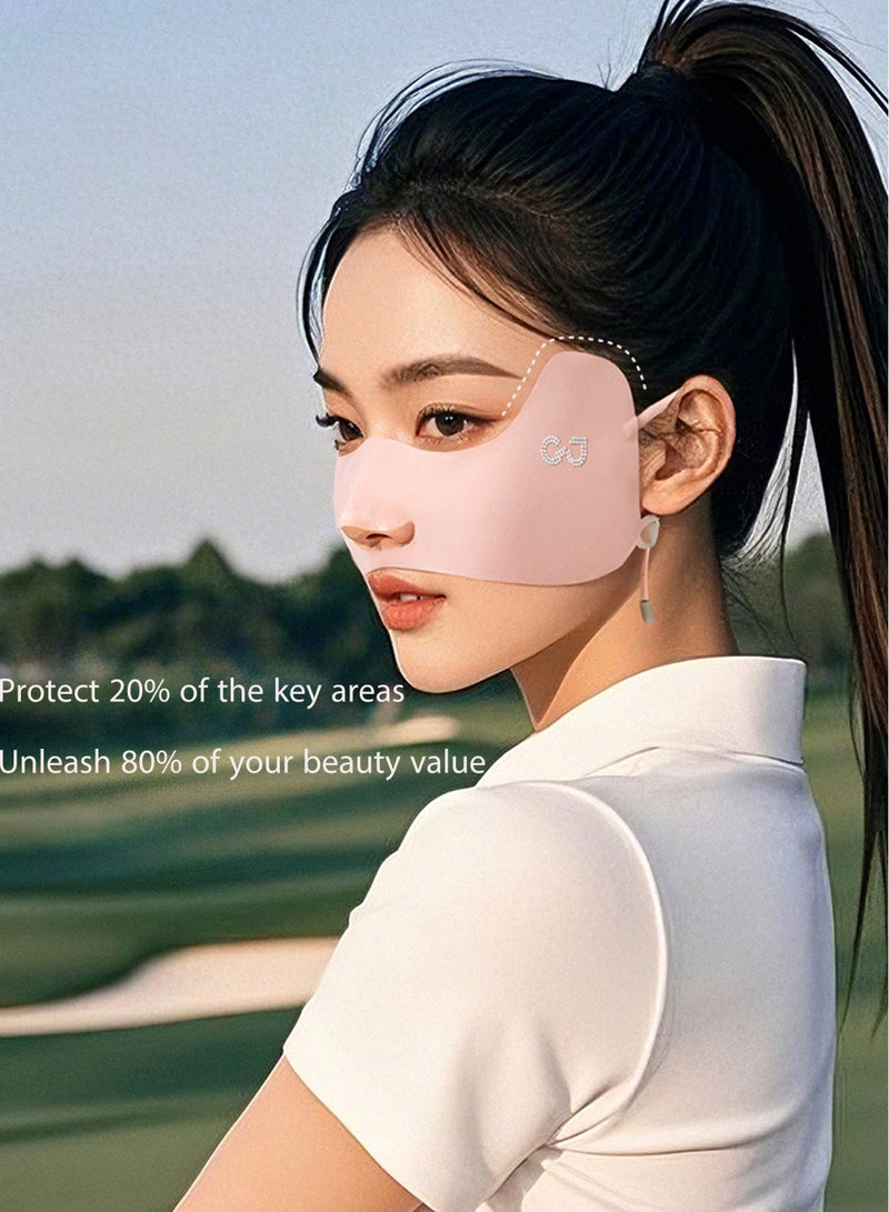 GolfPro Pink Ice Silk Half-Coverage Sun Mask - Image 4