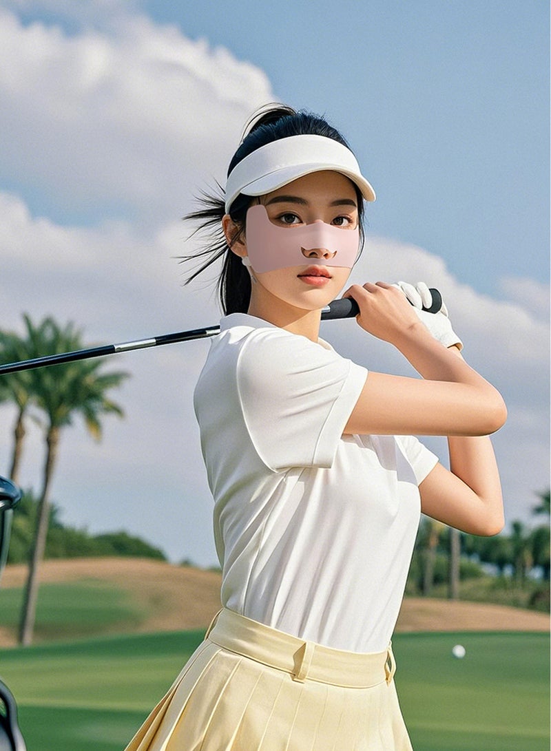 GolfPro Pink Ice Silk Half-Coverage Sun Mask - Image 5