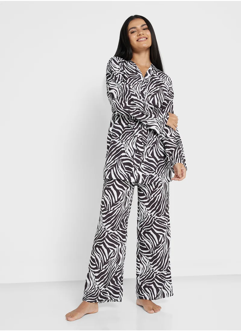 Ginger Animal Print Oversize Shirt & Pant Co-ord Set