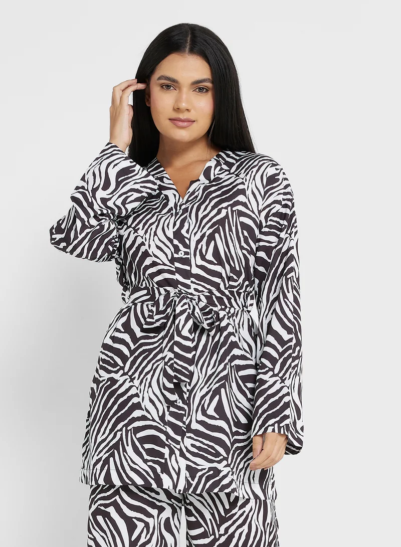 Ginger Animal Print Oversize Shirt & Pant Co-ord Set
