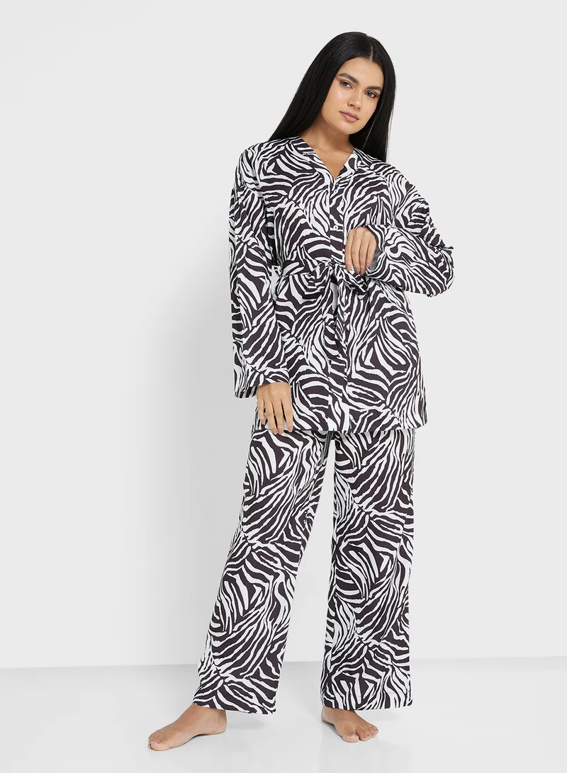 Ginger Animal Print Oversize Shirt & Pant Co-ord Set