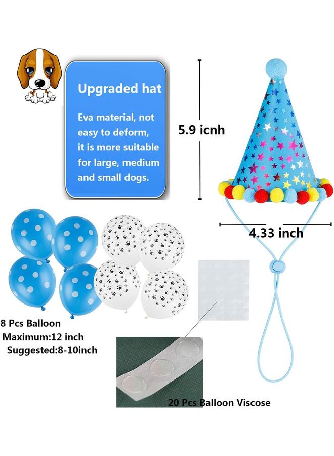Generic Dog Birthday Bandana, Dog Birthday Boy Hat Scarfs Flag Balloon with Cute Doggie Birthday Party Supplies Decorations(11-Piece Set) (Blue)  - Image 3