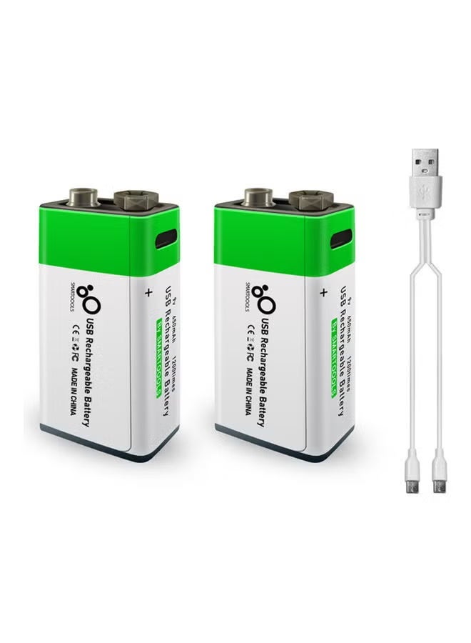 Lithium Battery,USB 9V Lithium Ion Rechargeable Battery,AAAA Reusable Rechargeable Battery,High Capacity 650mAh Rechargeable 9V Battery,1.5 H Fast Charge,1200 Cycle With Type C Port Cable - Image 1