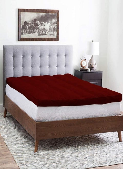 Mattress Topper Breathable Fabric Quilted Edge Piping Box Stiched 4 Corner Elastic 10cm Thick 200x200cm