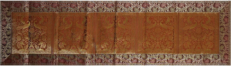 E - Ezra E EZRA Silk Table Runner Festival Decor Brocade Jacquard Table Runner for Centre Table Cloth 4 6 Seater Dinning Table 16 Inches X 60 Inches Brown - Image 2