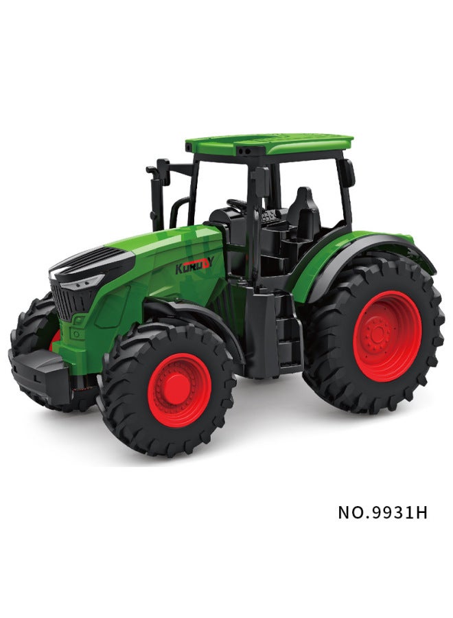 Electric Remote Control Farmer Engineering Vehicle Large Alloy Tractor Harvester Fertilizing Transport Toy Children's Loading Vehicle-Color:4-wheel Alloy Sliding Farmer Car 9931H  - Image 1