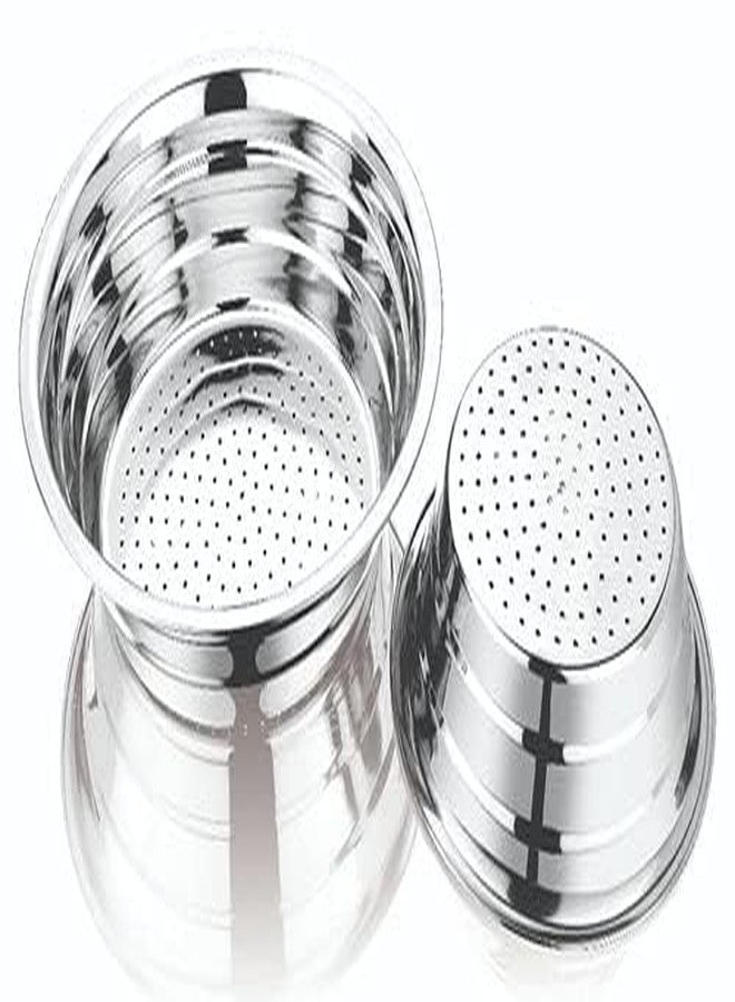 Stainless Steel Rice/Poha Strainer/Colander/Washing Bowl-20CM Set of 2 Medium