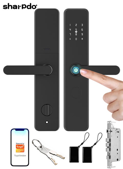 Smart Lock, Smart Door Lock 7-in-1 Keyless Entry Door Lock, Fingerprint/ Key/ Password/ Bluetooth/ NFC Unlock/  TT LOCK