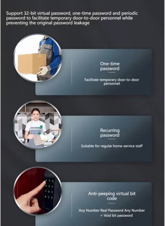 Sharpdo Tuya APP Fully Automatic Smart Lock Electronic Lock Password Lock, Suitable for B&B/Apartment/Home/Office/Rental House/Hotel - Image 4