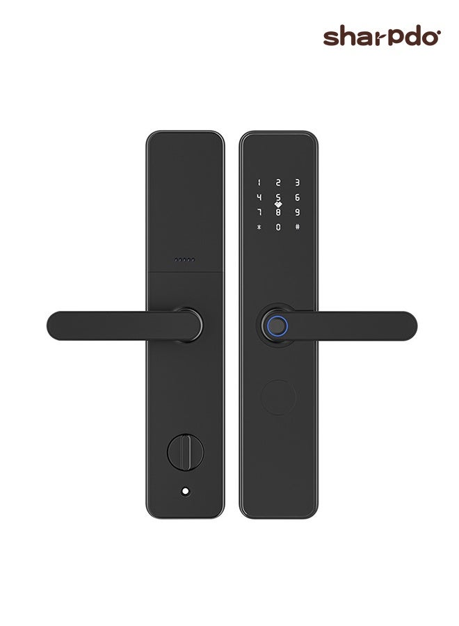 شاربدو قفل ذكي من شاربدو، قفل باب ذكي 7 في 1 وقفل باب دخول بدون مفتاح، وصول لبصمات الأصابع، مقاوم للطقس، قفل باب بيومتري، لوحة مفاتيح ديدبولت للمنزل، الشقة، الفيلا، المكتب، الفندق - Image 2