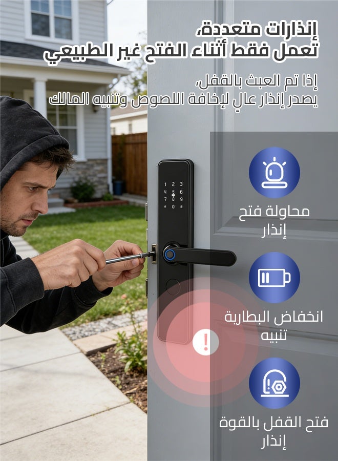 شاربدو قفل ذكي من شاربدو، قفل باب ذكي 7 في 1 وقفل باب دخول بدون مفتاح، وصول لبصمات الأصابع، مقاوم للطقس، قفل باب بيومتري، لوحة مفاتيح ديدبولت للمنزل، الشقة، الفيلا، المكتب، الفندق - Image 5