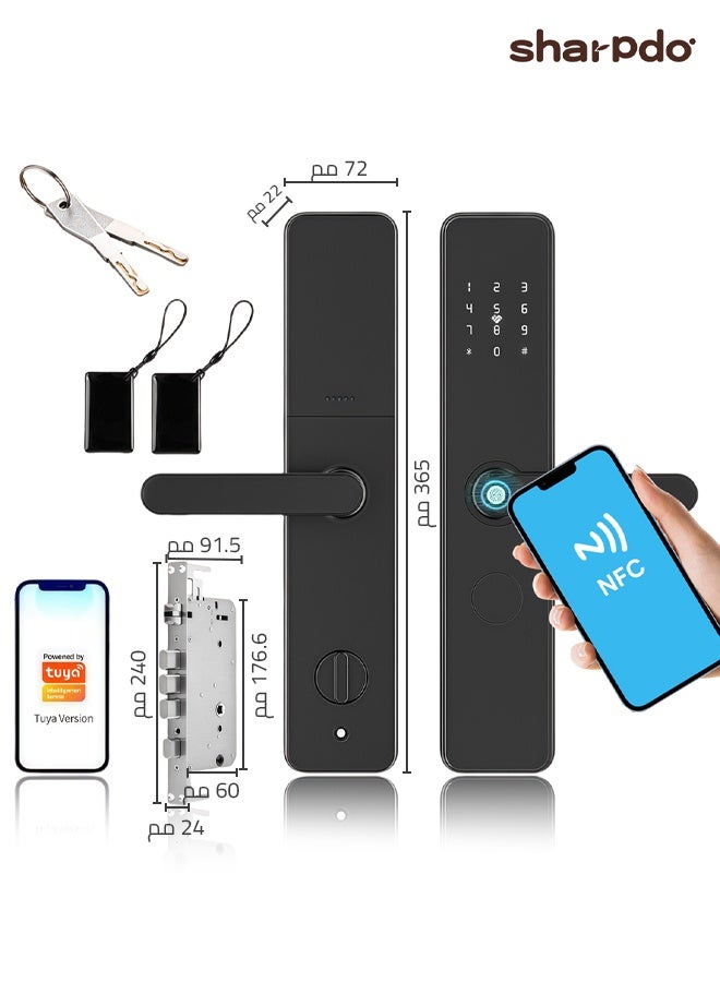شاربدو قفل ذكي من شاربدو، قفل باب ذكي 7 في 1 وقفل باب دخول بدون مفتاح، وصول لبصمات الأصابع، مقاوم للطقس، قفل باب بيومتري، لوحة مفاتيح ديدبولت للمنزل، الشقة، الفيلا، المكتب، الفندق - Image 1
