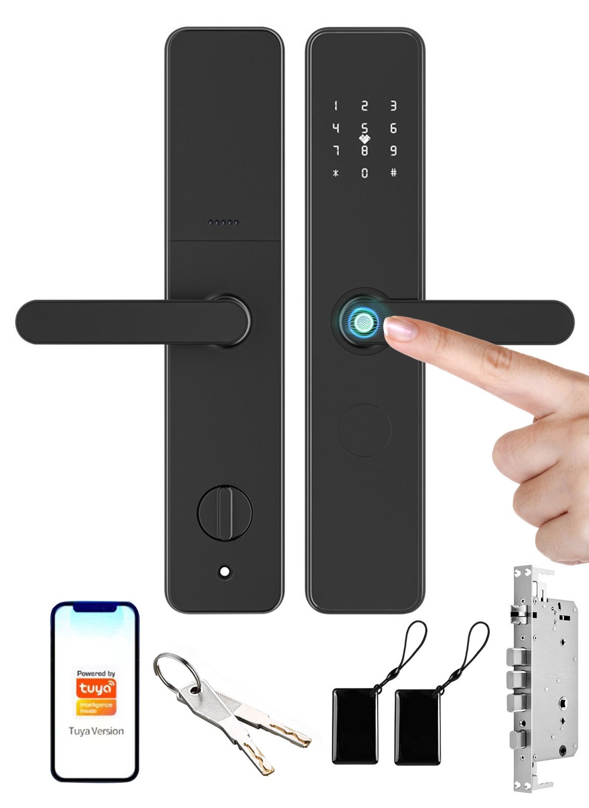 شاربدو Smart Lock, Smart Door Lock 7-in-1 Keyless Entry Door Lock, Fingerprint/ Key/ Password/ Bluetooth/ NFC Unlock/  TT LOCK 