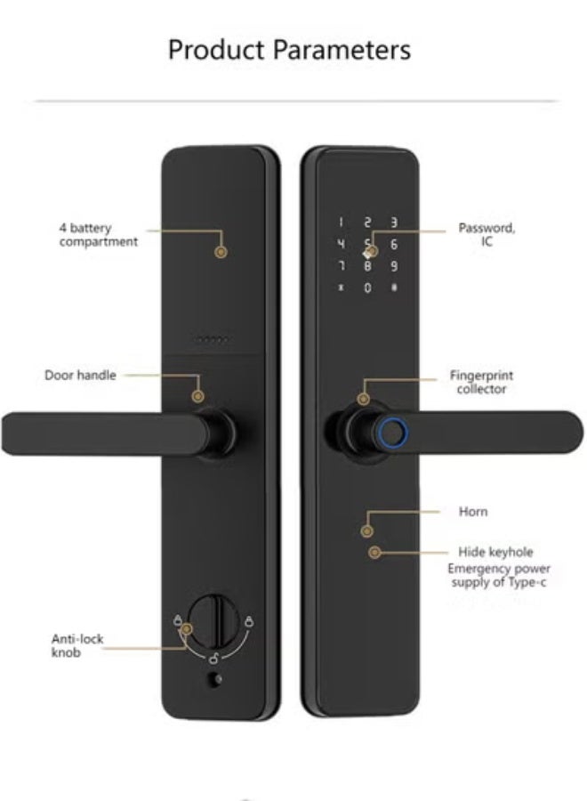 Sharpdo Smart Lock, 7-in-1 Smart Door Lock & Keyless Entry Electric Door Lock, Fingerprint Access, App Remote Control, With Lock Body,Weather-Resistant, Biometric Door Lock Keypad Deadbolt for Home, Apartment, Villa, Office, Hotel - Image 3
