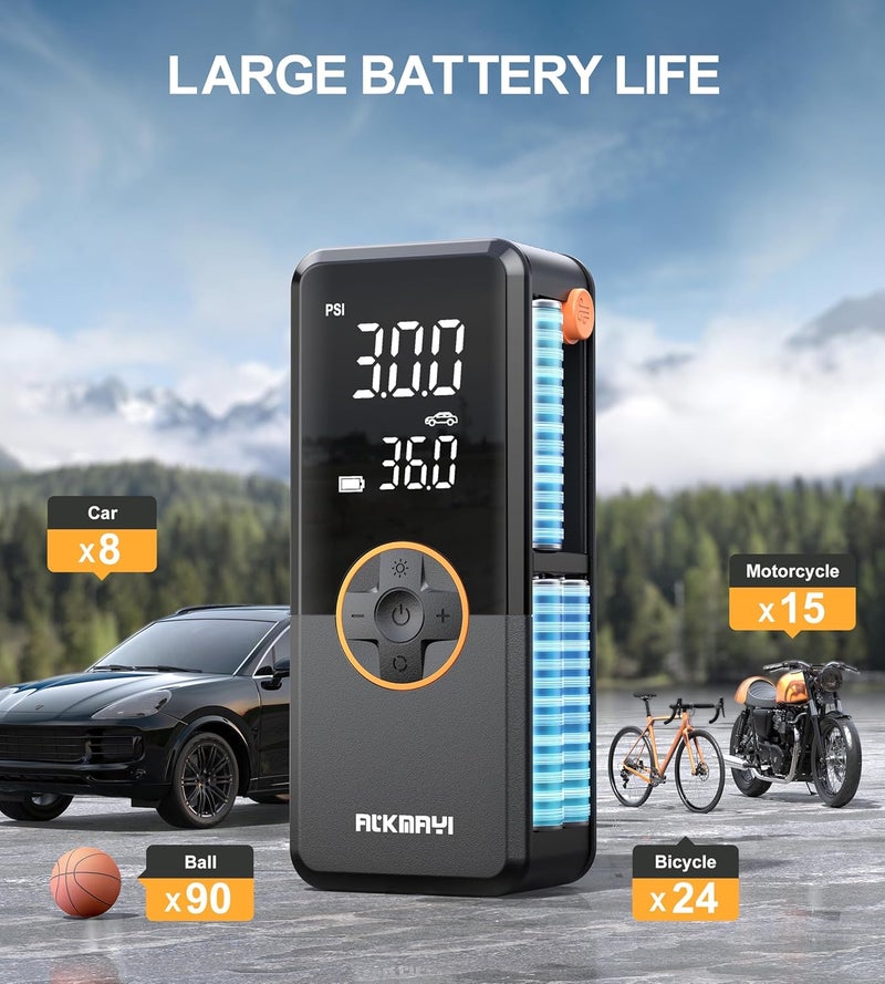 ATKMAYI Portable Tire Inflator, 150 PSI Cordless Air Compressor with Deflation Mode and LED Light - Image 5