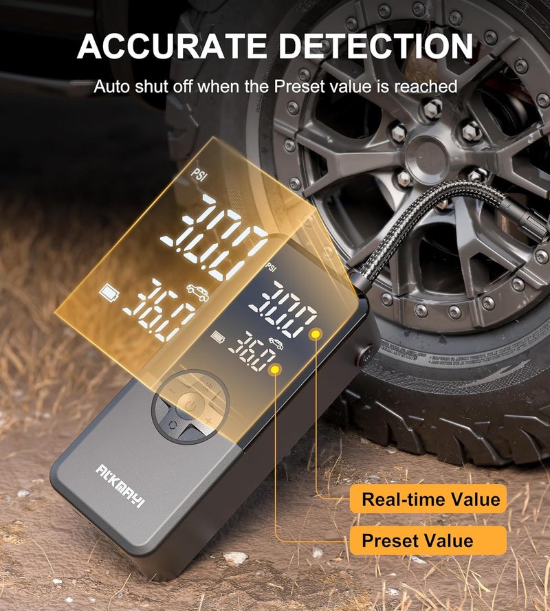 ATKMAYI Portable Tire Inflator, 150 PSI Cordless Air Compressor with Deflation Mode and LED Light - Image 4