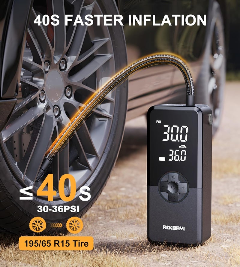 ATKMAYI Portable Tire Inflator, 150 PSI Cordless Air Compressor with Deflation Mode and LED Light - Image 2