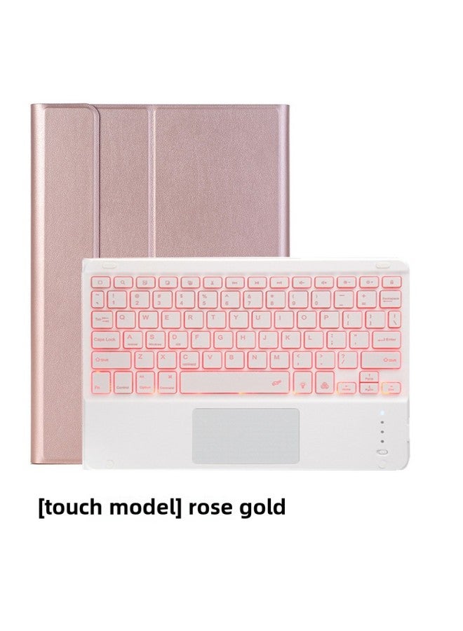 Suitable for Lenovo Mini Pad Tab M10 HD (2nd generation) X306F Protective case Bluetooth Keyboard Touch Leather case Color: Rose gold + Bluetooth keyboard (touch backlight) - Product type: Lenovo Tab M10 HD (2nd generation) X306F - Image 1