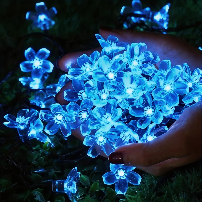 Solar Powered Cool Blue Cherry Blossom Outdoor Lights 20 LED IP65 - Image 4