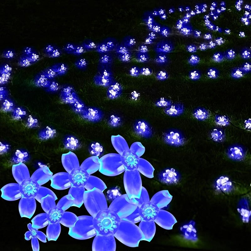 Solar Powered Cool Blue Cherry Blossom Outdoor Lights 20 LED IP65 - Image 3