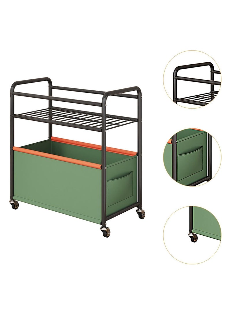 بلومنغ تايم صندوق ألعاب مزدوج الطبقات مع صناديق تخزين بعجلات، صندوق منظم قوي لألعاب الأطفال والكتب والحضانة - صندوق متحرك لغرفة اللعب وغرفة النوم وروضة الأطفال - Image 2