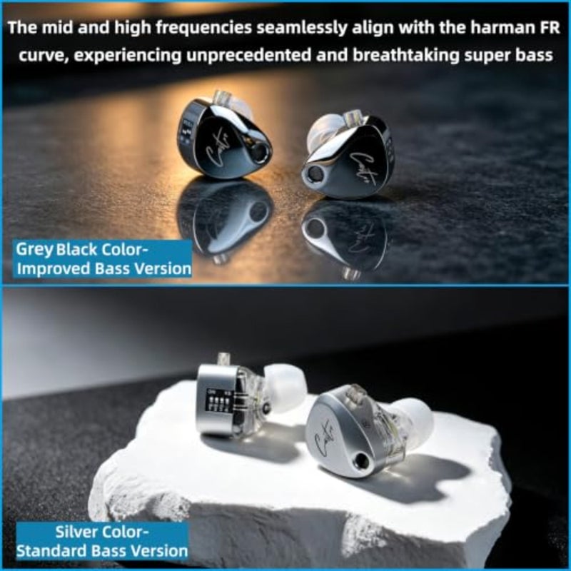 KZ Castor IEM for daily listening, aluminum alloy body, matte black finish, dual dynamic drivers with adjustable tuning switch and noise-isolating design - Image 2