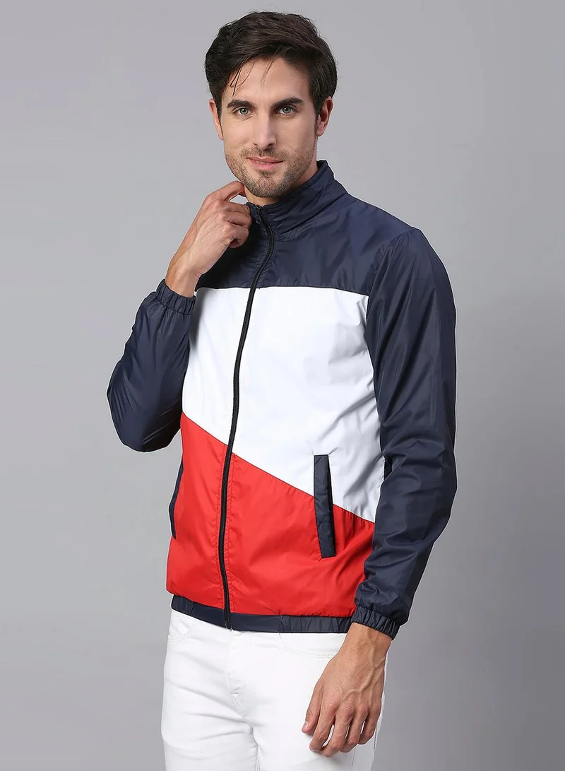 دينيس لينغو جاكيت رجالي أحمر بوليستر % بتصميم كتل ألوان مقاس عادي