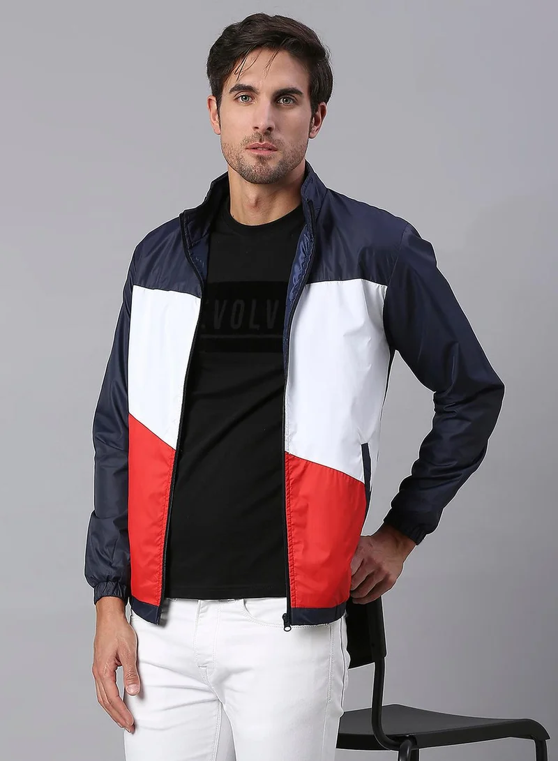 دينيس لينغو جاكيت رجالي أحمر بوليستر % بتصميم كتل ألوان مقاس عادي