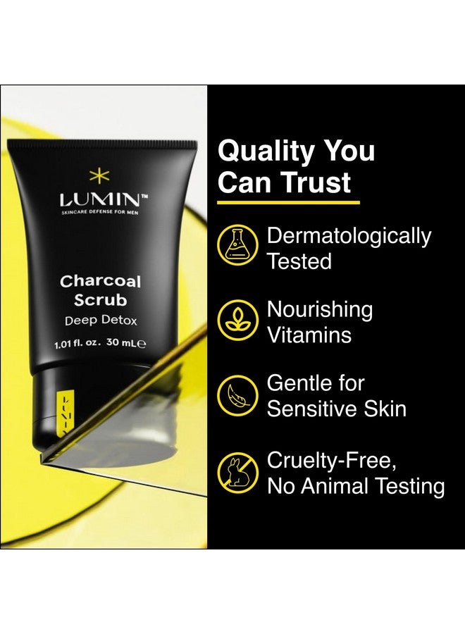 LUMIN Charcoal Scrub Deep Detox For Men Face Cleanser For Men, Pre Shave Scrub, A Charcoal Face Exfoliator That Refreshes & Rejuvenates The Skin, Suitable For All Skin Types, 30Ml, 1Pack - Image 5