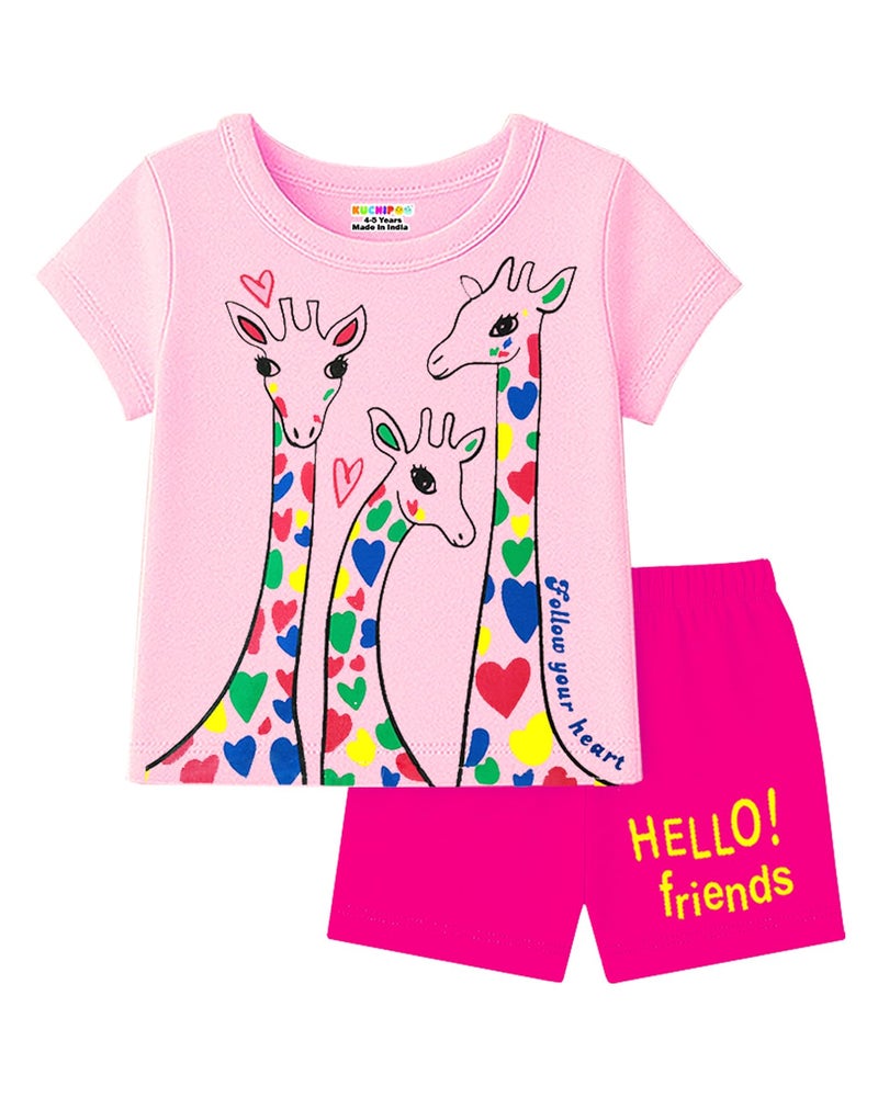 Kuchipoo Girls Regular Fit Cotton T-Shirts and Shorts Set (KUC-BSUT-125K, 2-3 Years, Multi-Colored) - Image 3