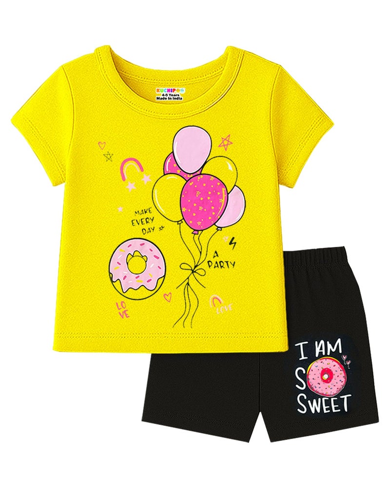 Kuchipoo Girls Regular Fit Cotton T-Shirts and Shorts Set (KUC-BSUT-125K, 2-3 Years, Multi-Colored) - Image 5