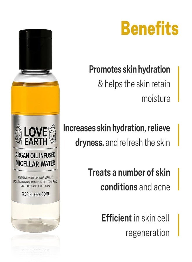 Love Earth Argan Oil-Infused Micellar Water Makeup & Pollutant Remover With Argan Oil & Micellar Water For All Skin Types 100ml - Image 5