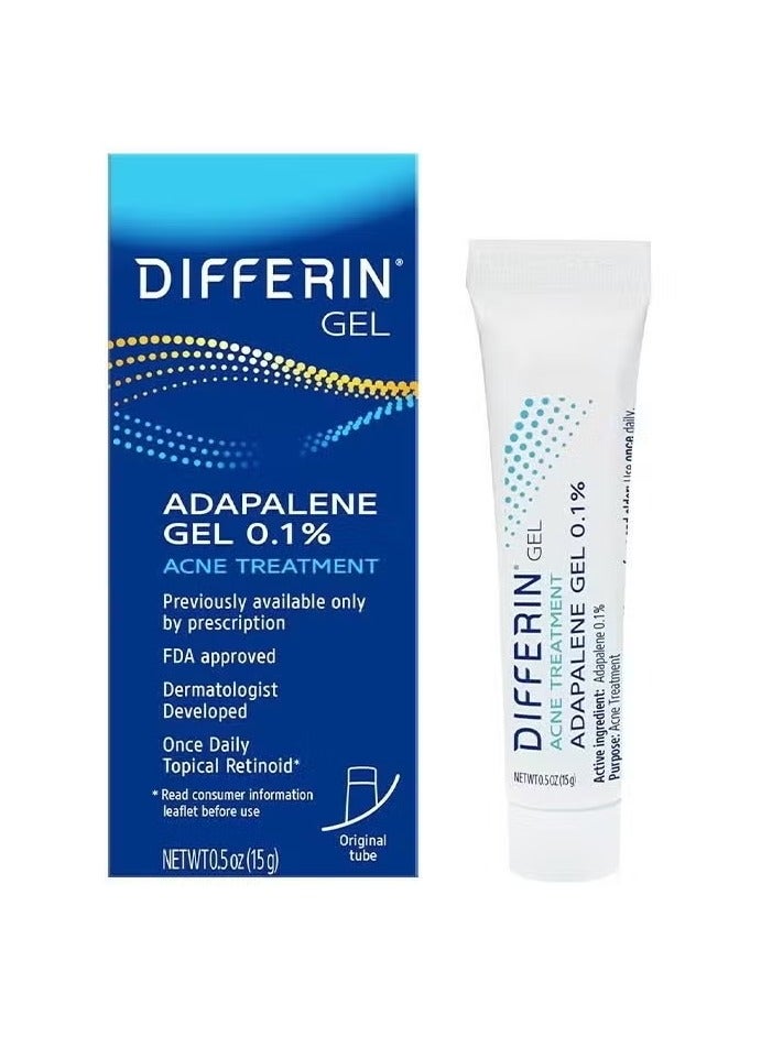ديفرين هلام علاج حب الشباب ، إمدادات 60 يومًا ، علاج الرتينويد للوجه مع 0.1٪ Adapalene ، العناية بالبشرة اللطيفة للبشرة الحساسة المعرضة للحب الشباب ، أنبوب 15 غرام - Image 1