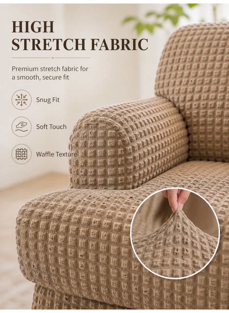 VINNYSEN 4 piece set Stretch Sofa Slipcover Sofa Covers Washable Couch Sofa Bed Cover Easy Fit Furniture Protector with Elastic Bottom and Skirt （3+2+1+1 Khaki） - Image 4
