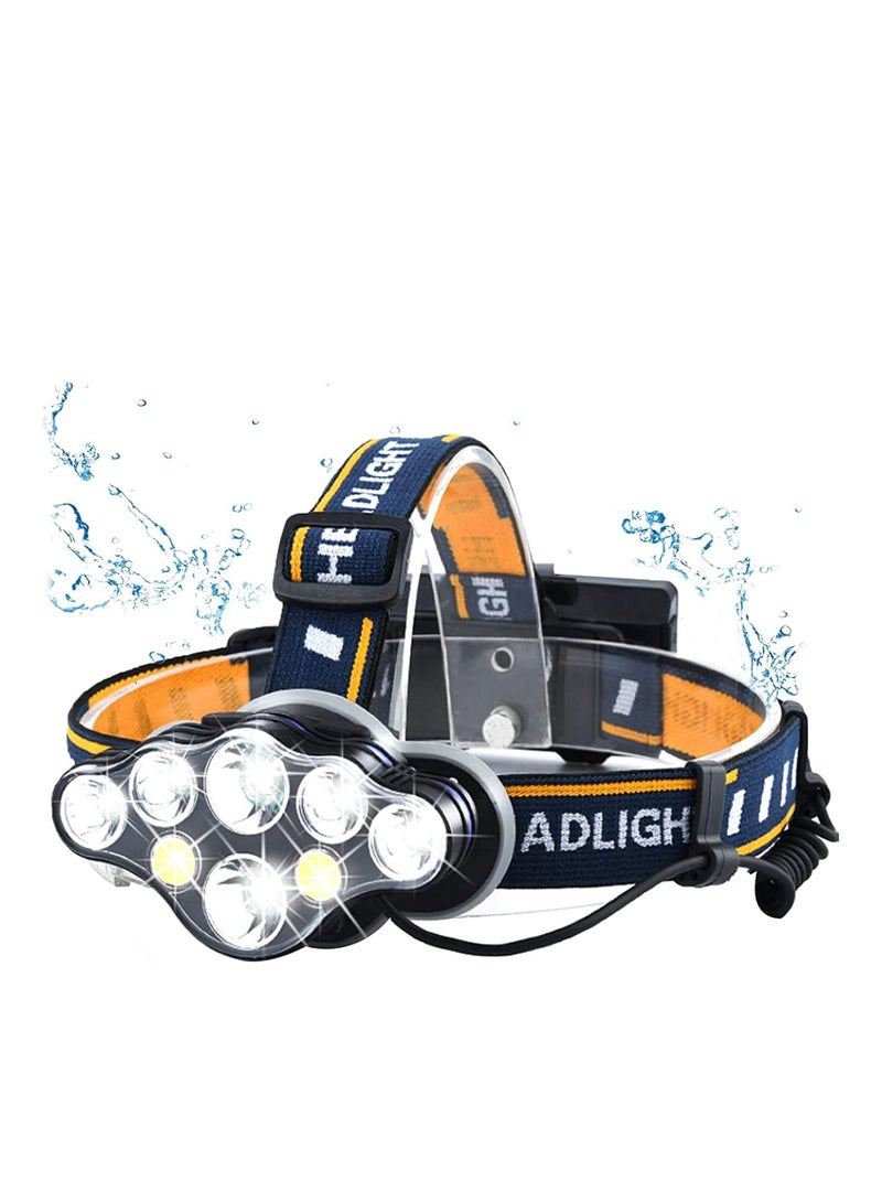 مصباح أمامي قابل للشحن قابل لإعادة الشحن 8 لومن ساطع للغاية مقاوم للماء مع أضواء حمراء 8 أوضاع USB لإضاءة الطوارئ في الهواء الطلق الصيد في الهواء الطلق التنزه والتخييم - Image 1
