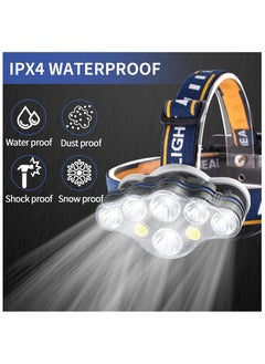 Generic Rechargeable Headlamp 8 LED Lumen Super Bright Waterproof Headlight with Red Lights 8 Modes USB for Emergency Light ​Outdoors Fishing Hiking Camping  - Image 4