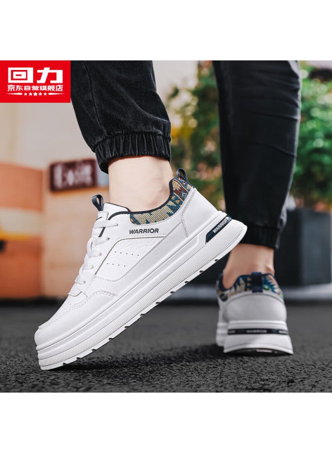 Huili Official Men's Shoes, Winter New Style White Sneakers For Men, Classic Versatile Shoes, White And Navy Blue, Size 40