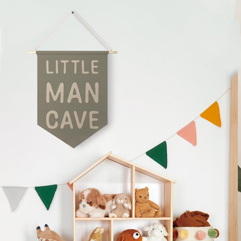 Qpenm Little Man Cave Hanging Wall Canvas Banner, Kids Playroom Hanging Pennant Flag Prints, Nursery Boy Wall Decor, Baby Boy Wall Art poster&prints - Image 4